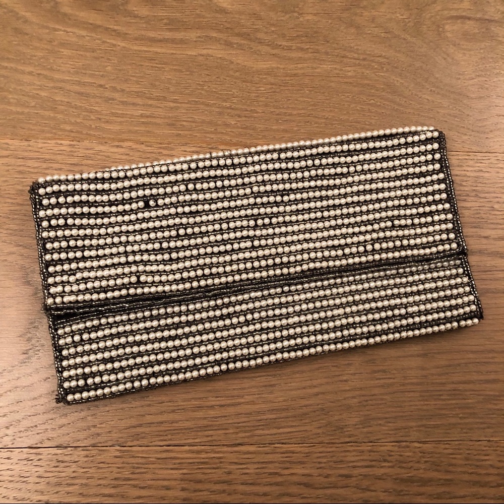 Pearl Beaded Folded Clutch